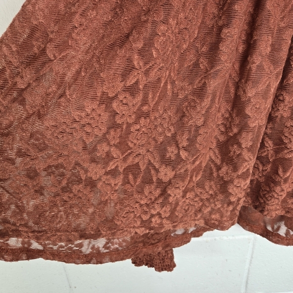 Anthropologie Deletta Amanna Rust Stretch Lace High Neck Blouse - Picture 12 of 15
